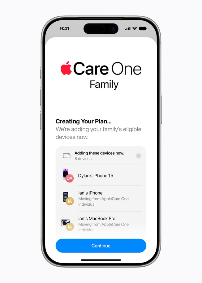 AppleCare One Family planının iPhone 18 Pro ekranındaki resmi Apple görseli