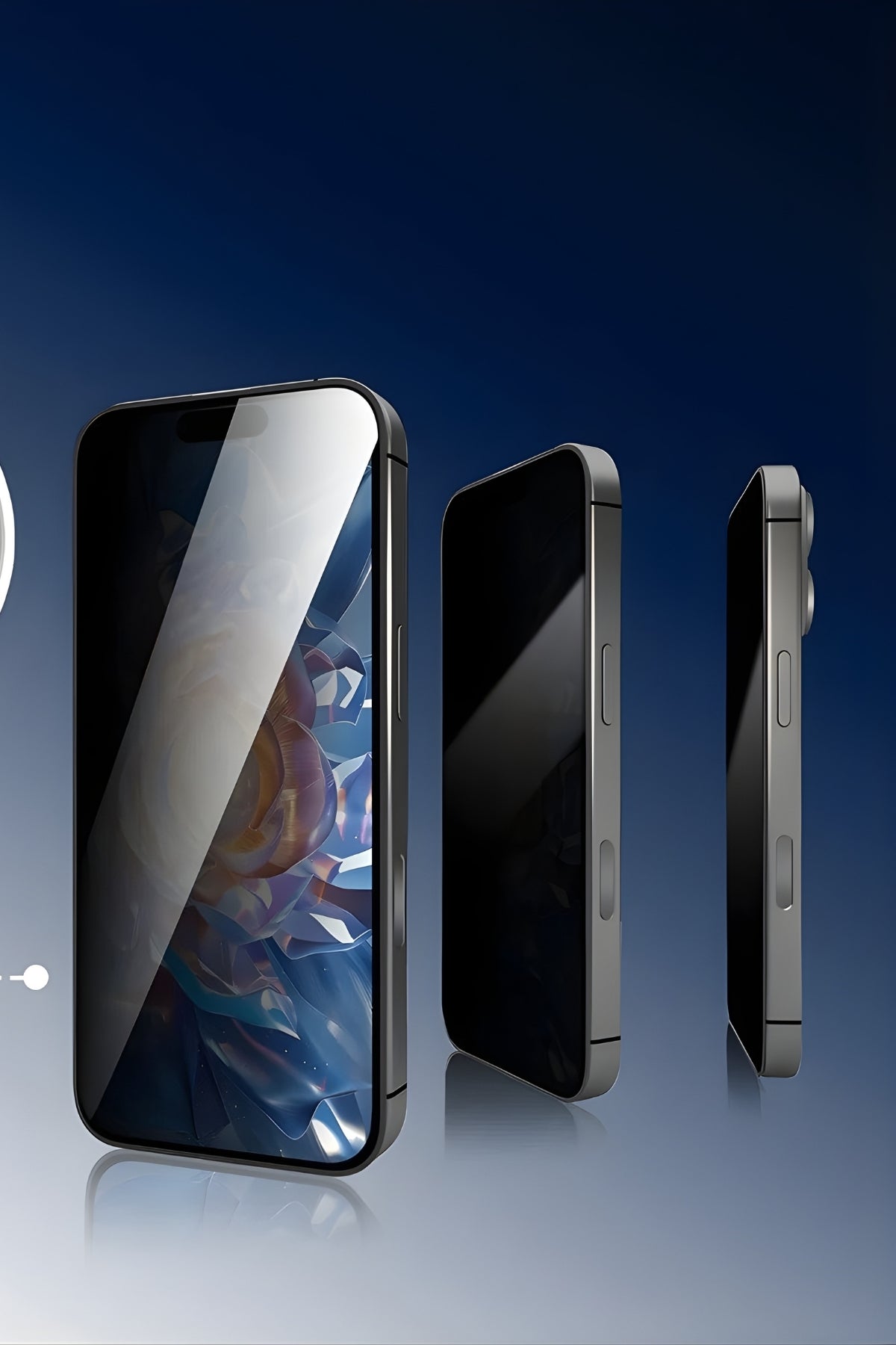 iPhone 15 Pro Temperli Cam Ekran Koruyucu | Mohseven Safir Kaplama 3D Glue Privacy Hayalet - 40KG Darbe Dayanımı