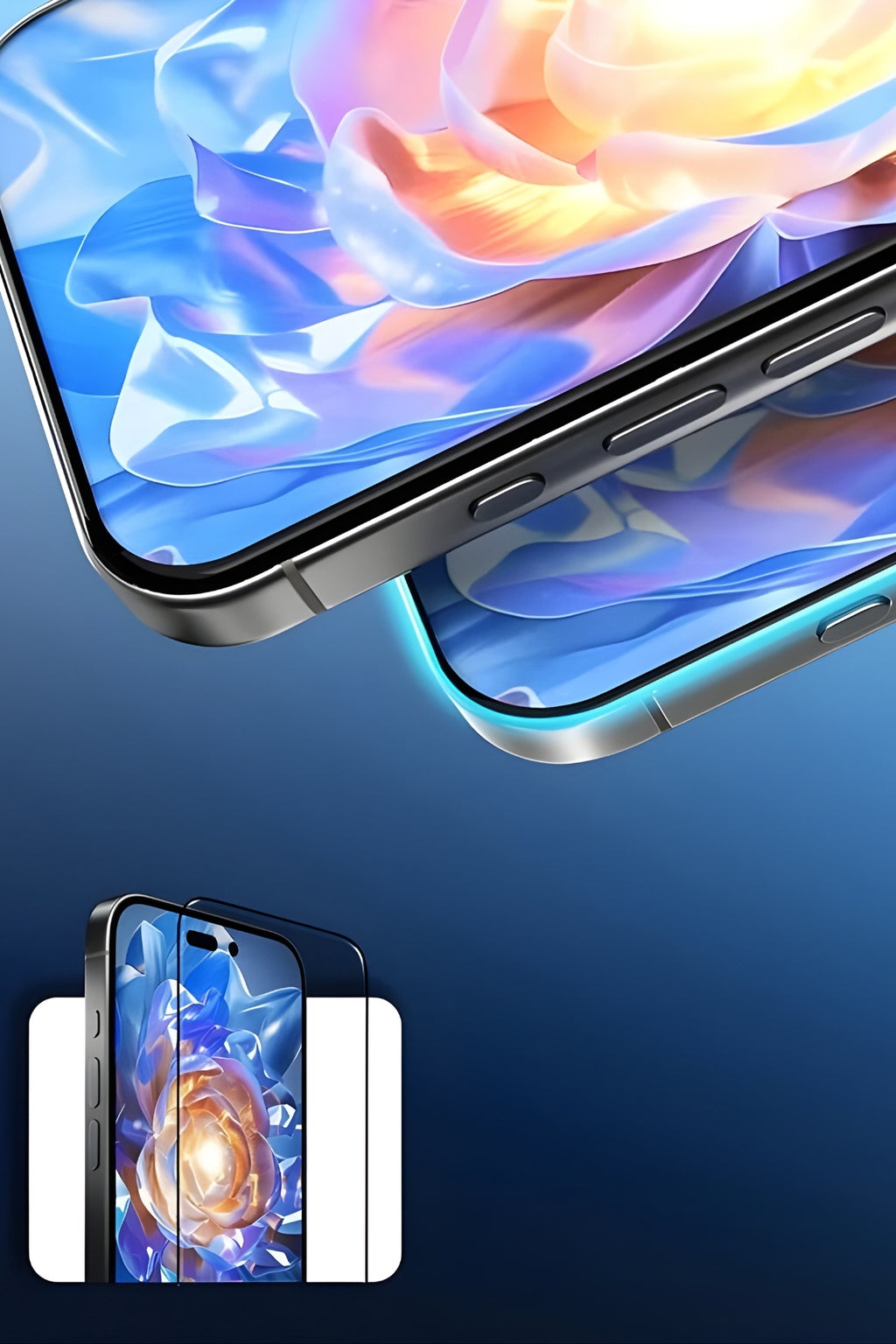 iPhone 15 Pro Temperli Cam Ekran Koruyucu | Mohseven Safir Kaplama HD 3D Glue - 40KG Darbe Dayanımı