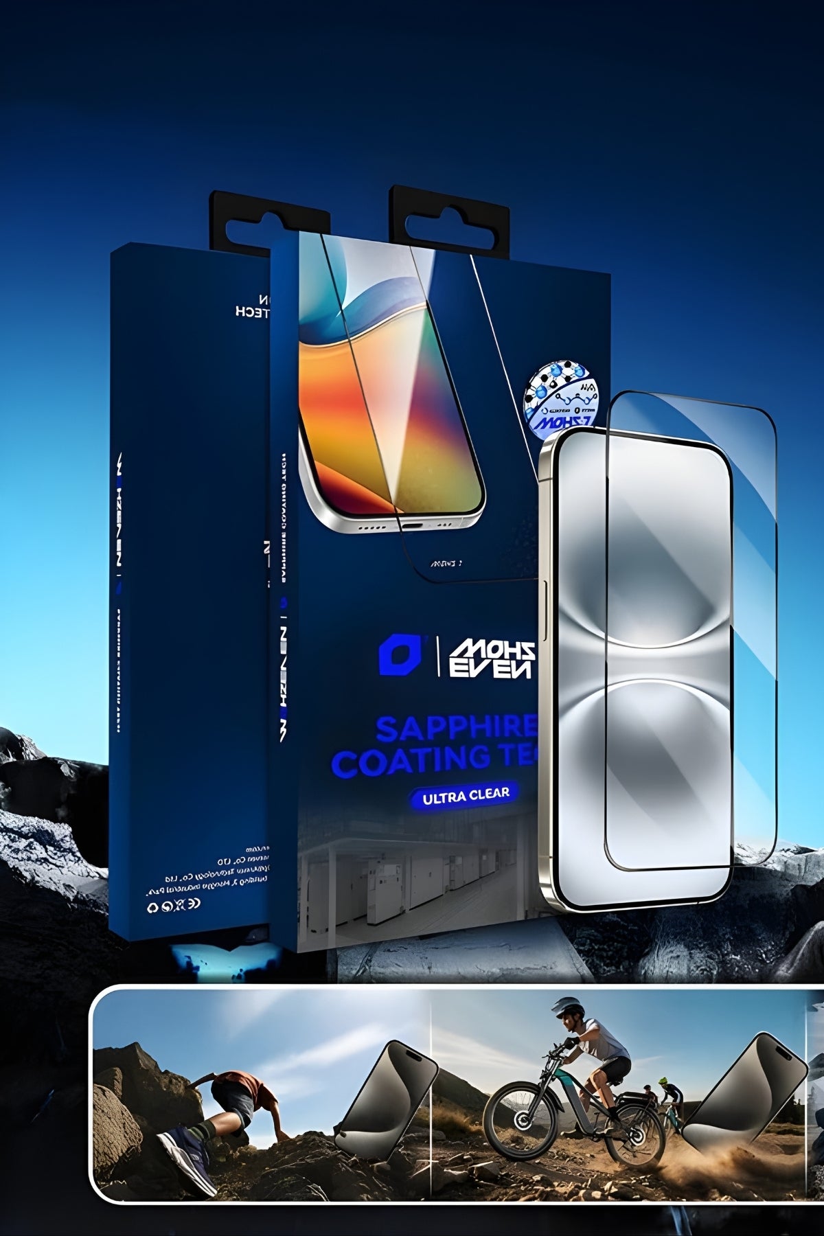 iPhone 14 Temperli Cam Ekran Koruyucu | Mohseven Safir Kaplama HD - 40KG Darbe Dayanımı