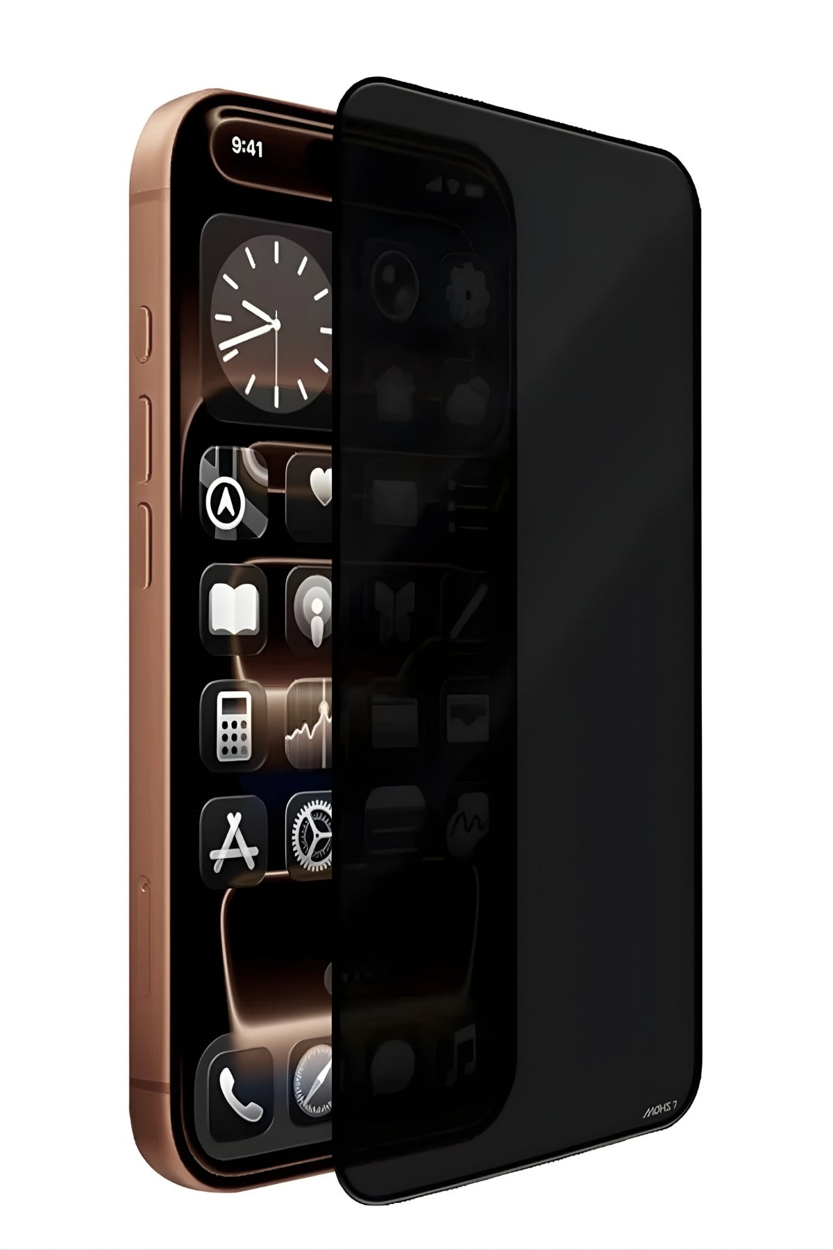 iPhone 16 Pro Max Temperli Cam Ekran Koruyucu | Mohseven Safir Kaplama 3D Glue Privacy Hayalet - 40KG Darbe Dayanımı