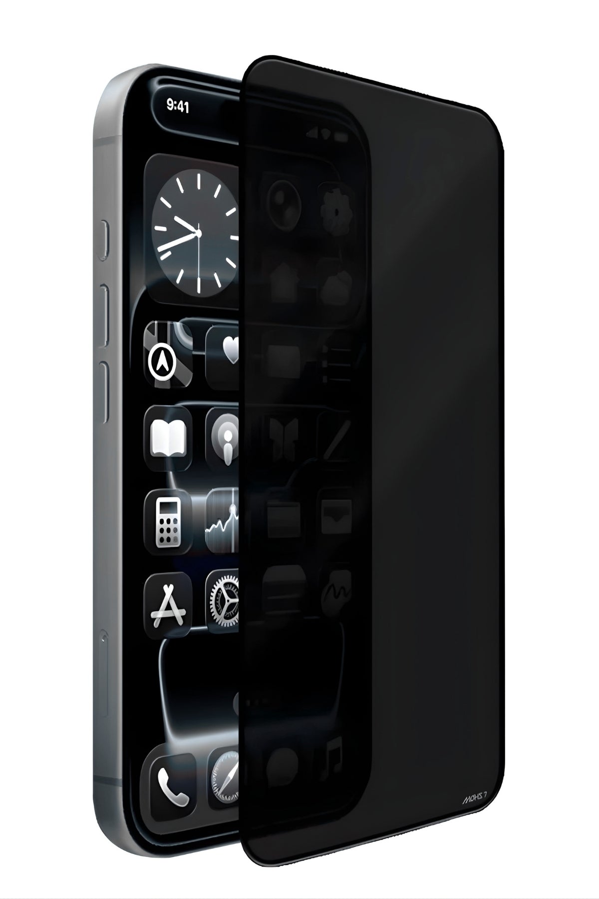 iPhone 15 Temperli Cam Ekran Koruyucu | Mohseven Safir Kaplama Privacy Hayalet - 40KG Darbe Dayanımı