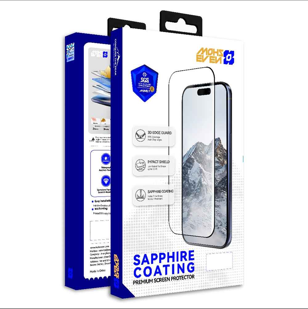 iPhone 18 Pro Max Mohseven M7 HD Safir Kaplama Temperli Cam Ekran Koruyucu + Hizalama Aparatı