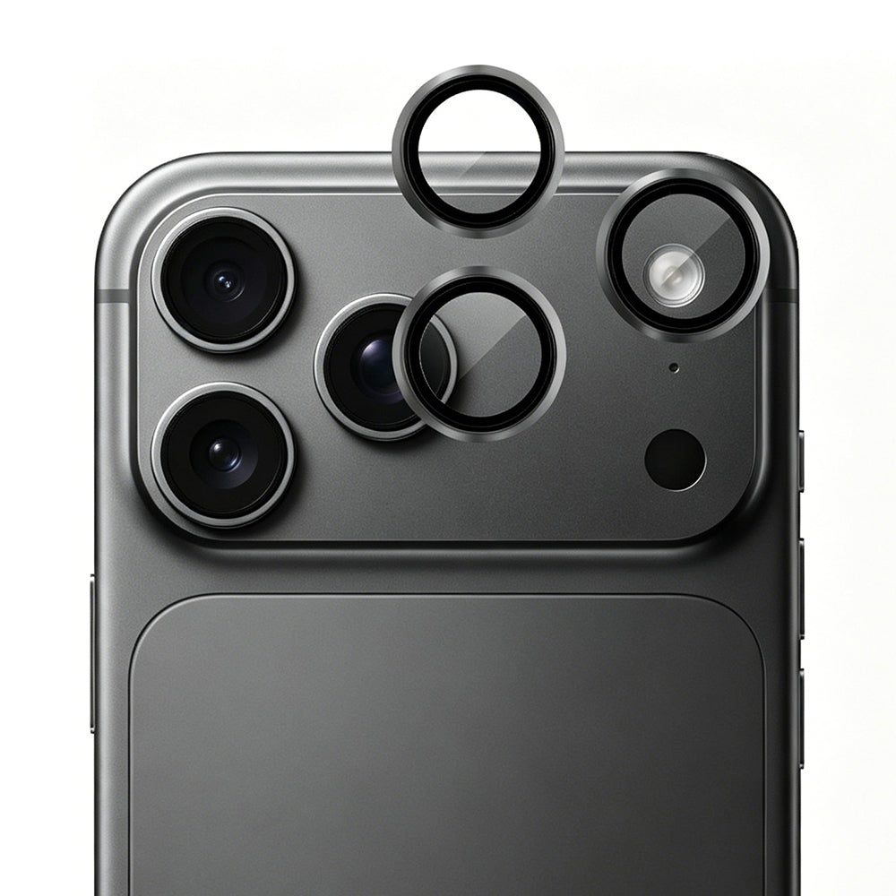 iPhone 18 Pro Max Mohseven Safir Tekli Alüminyum Safir Kamera Lens Koruyucu - Koyu Gri renk ürün görseli