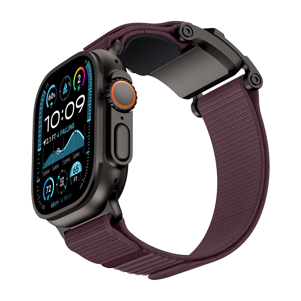 Apple Watch 10 46mm Mohseven Apple Watch Mecha Sport Hasır Kordon - Siyah-Mor renk ürün görseli