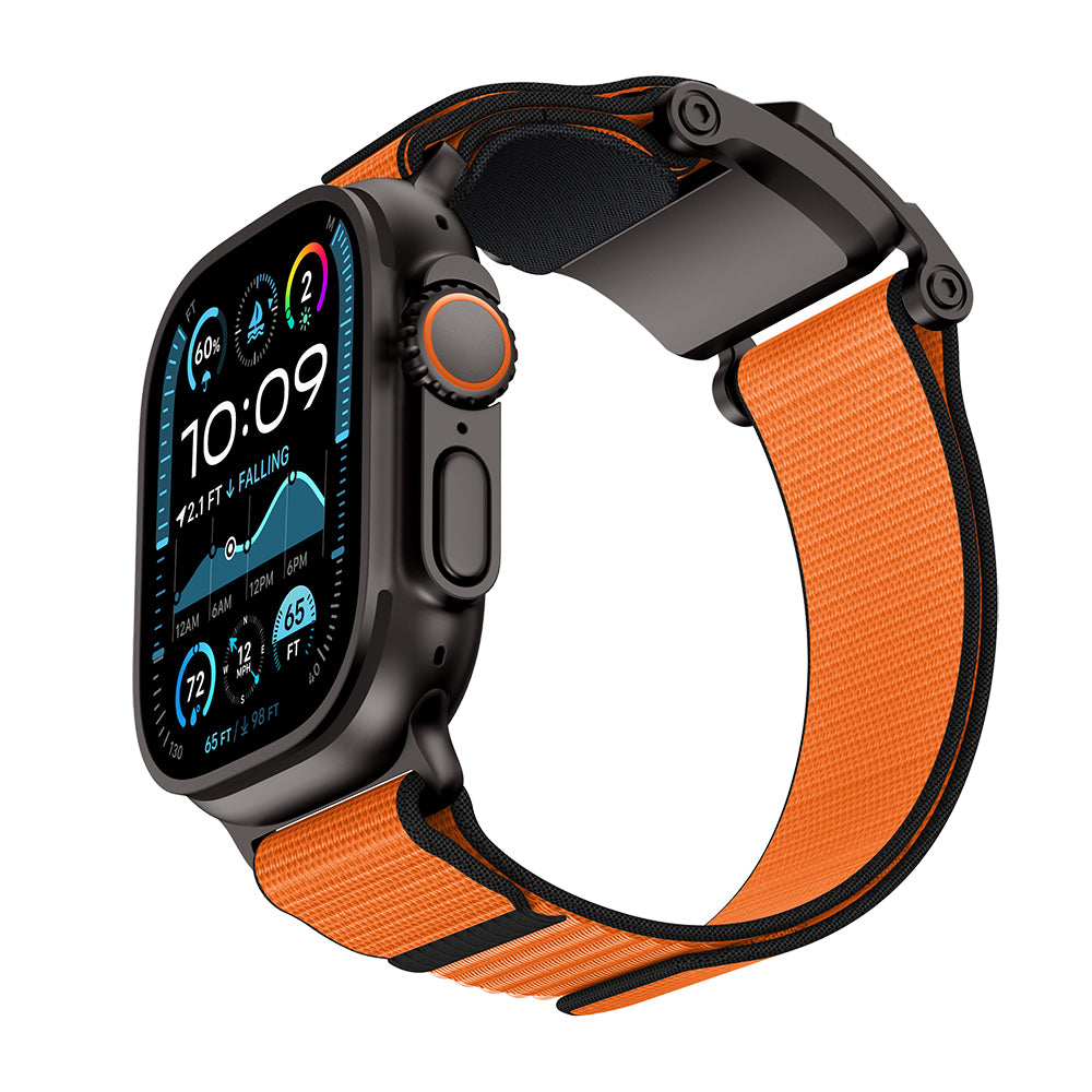 Apple Watch 10 46mm Mohseven Apple Watch Mecha Sport Hasır Kordon - Siyah-Turuncu renk ürün görseli