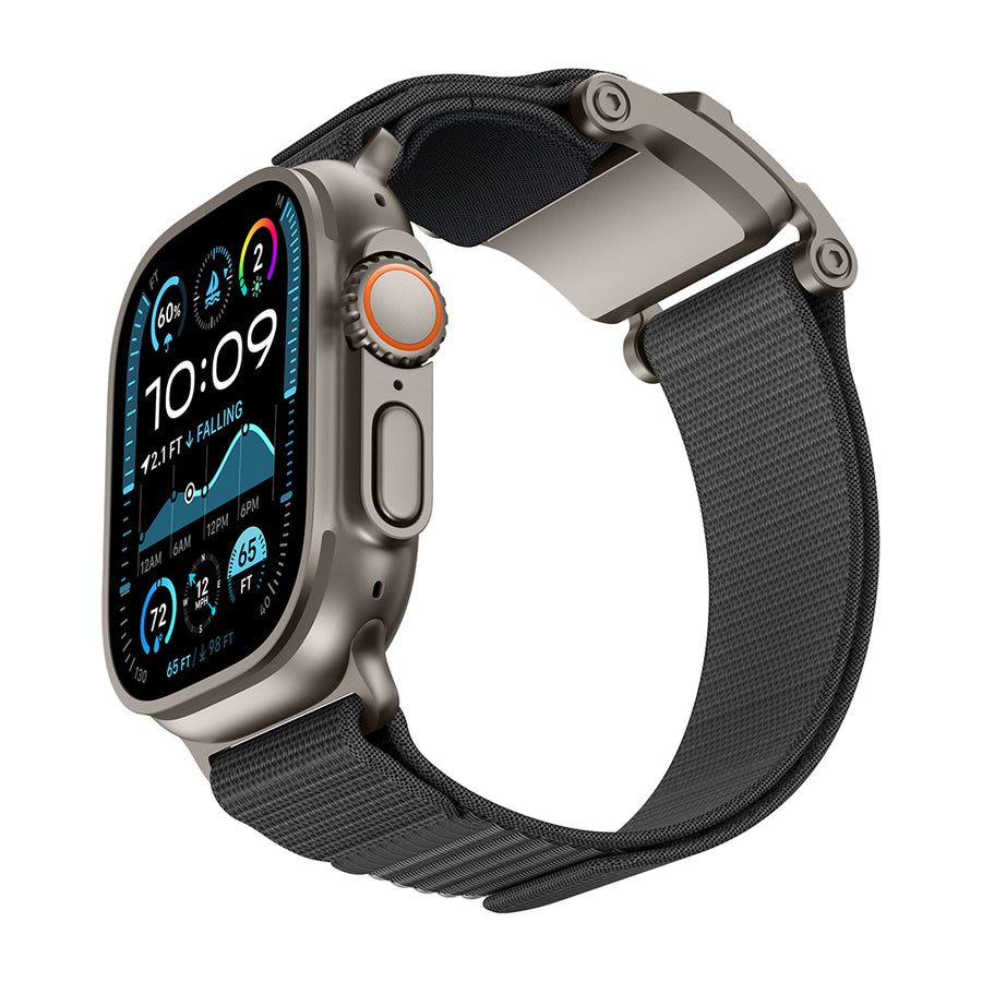Apple Watch 10-11-12 46mm Mohseven Apple Watch Mecha Sport Hasır Kordon Titanyum-Gri