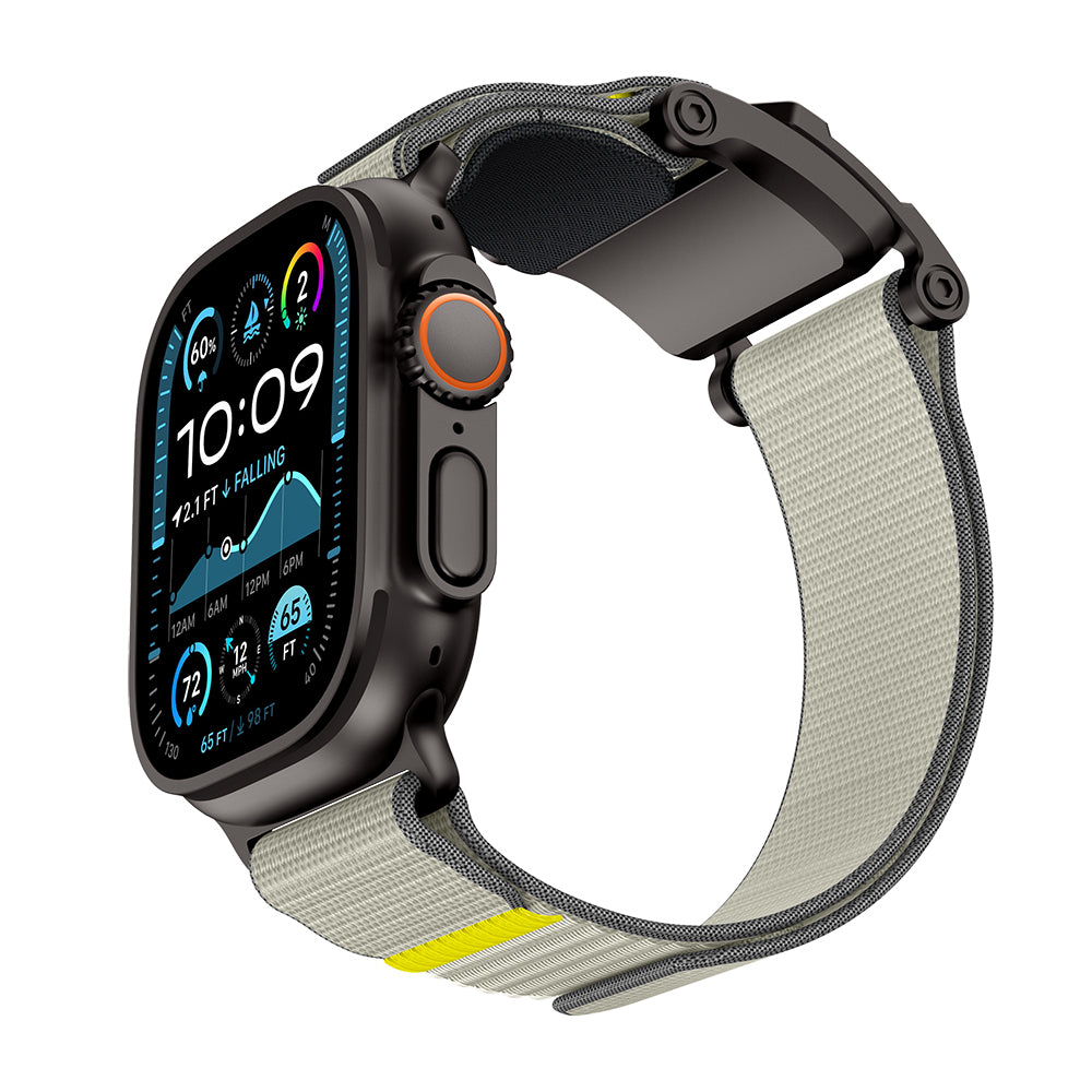Apple Watch 42mm Mohseven Apple Watch Mecha Sport Hasır Kordon - Siyah-Bej renk ürün görseli