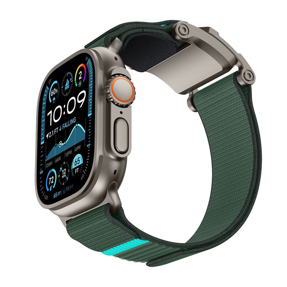 Apple Watch 42mm Mohseven Apple Watch Mecha Sport Hasır Kordon - Titanyum-Yeşil renk ürün görseli