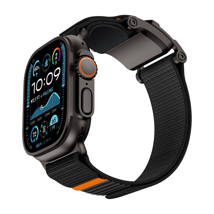 Apple Watch 44mm Mohseven iWatch Mecha Sport Hasır Kordon Siyah