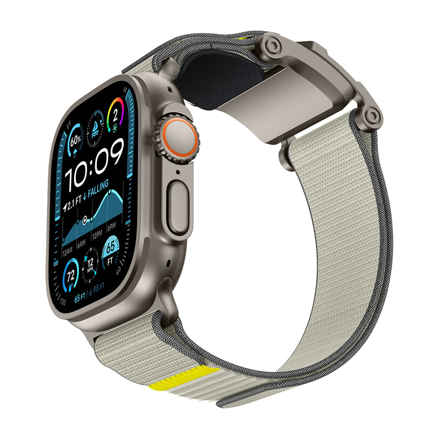 Apple Watch 7 45mm Mohseven iWatch Mecha Sport Hasır Kordon Titanyum-Bej