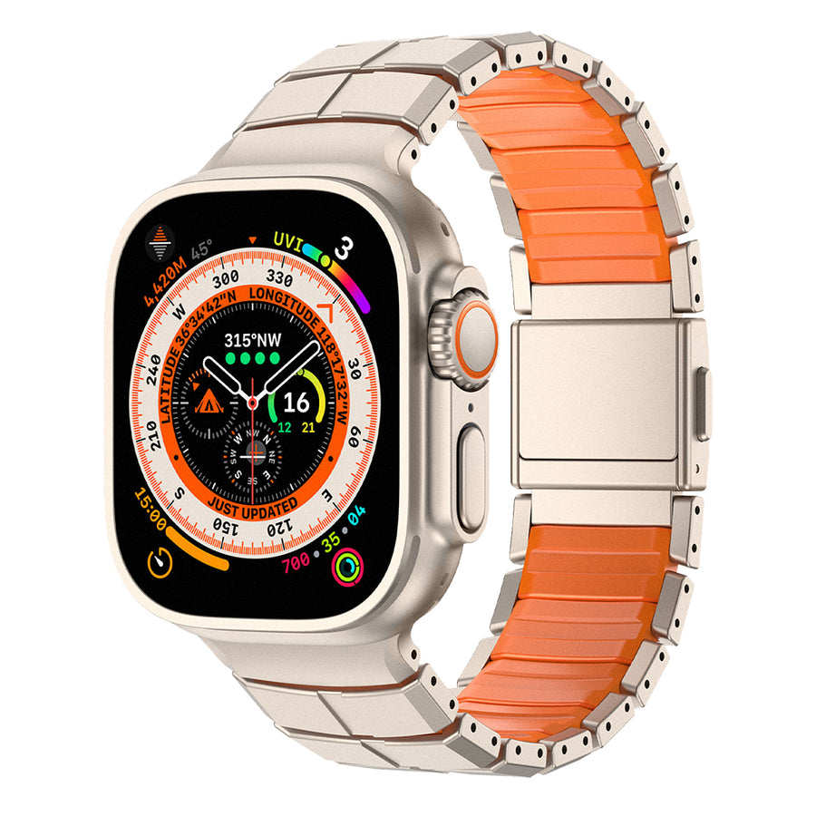Apple Watch 7 45mm Mohseven iWatch Titancore No.1 Metal Kordon Titanyum-Turuncu