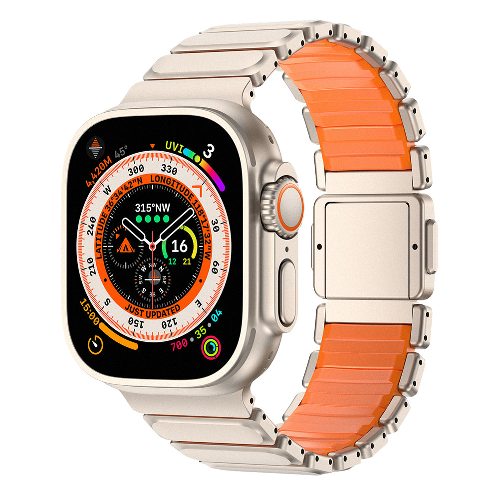Apple Watch 7 45mm Mohseven Apple Watch Titancore No.2 Çelik Kordon - Titanyum-Turuncu renk ürün görseli