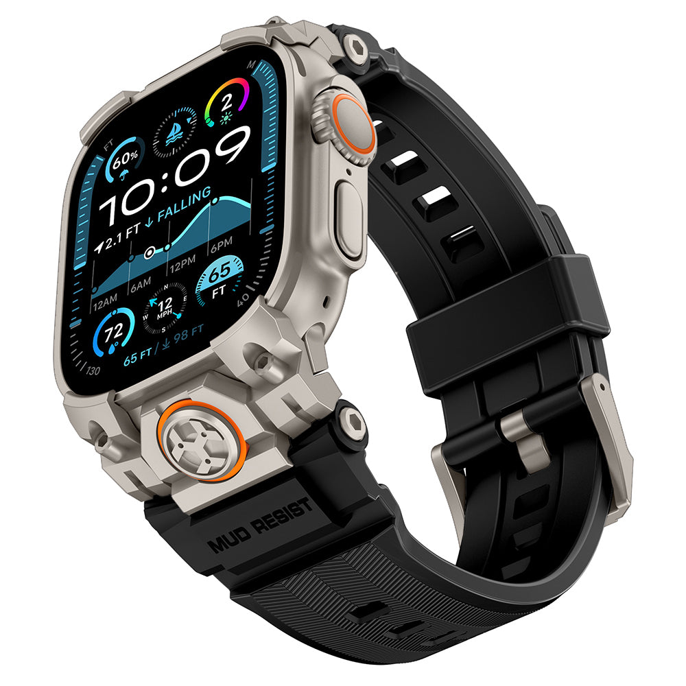 Apple Watch Ultra 49mm Mohseven Apple Watch Armor Silikon Kordon - Titanyum-Siyah renk ürün görseli