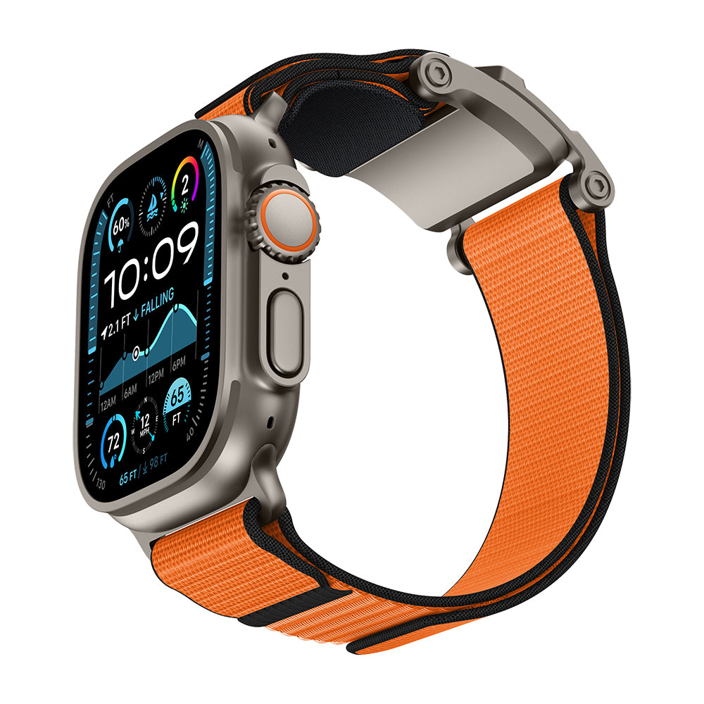 Apple Watch Ultra 49mm Mohseven Apple Watch Mecha Sport Hasır Kordon - Titanyum-Turuncu renk ürün görseli