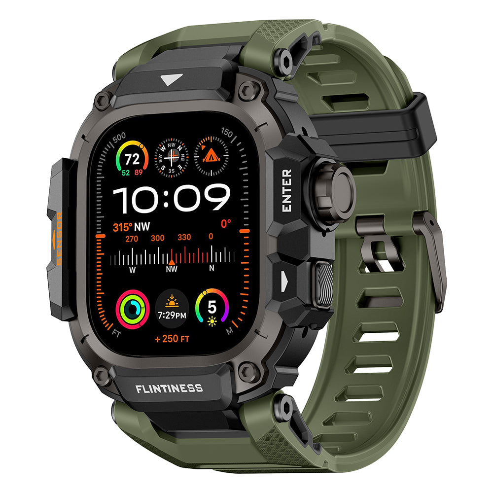 Apple Watch Ultra 49mm Mohseven Apple Watch Punk Fortress Serisi Kasa Koruyuculu Silikon Kordon - Yeşil renk ürün görseli