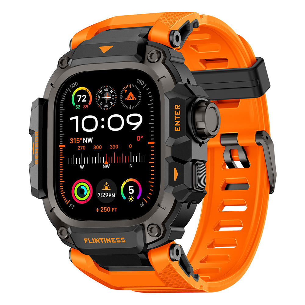 Apple Watch Ultra 49mm Mohseven Apple Watch Punk Fortress Serisi Kasa Koruyuculu Silikon Kordon - Turuncu renk ürün görseli