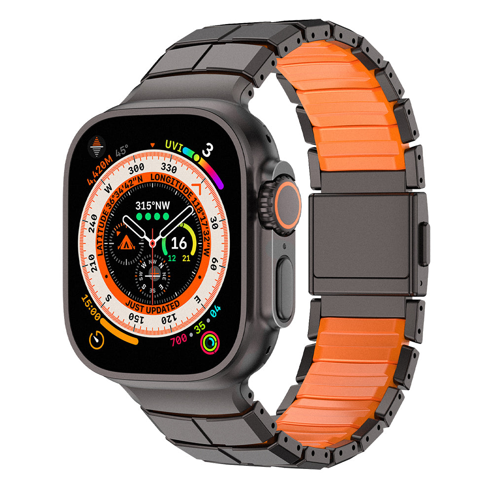 Apple Watch Ultra 49mm Mohseven Apple Watch Titancore No.1 Metal Kordon - Siyah-Turuncu renk ürün görseli